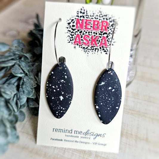 White and Black Clay Dangle Earrings