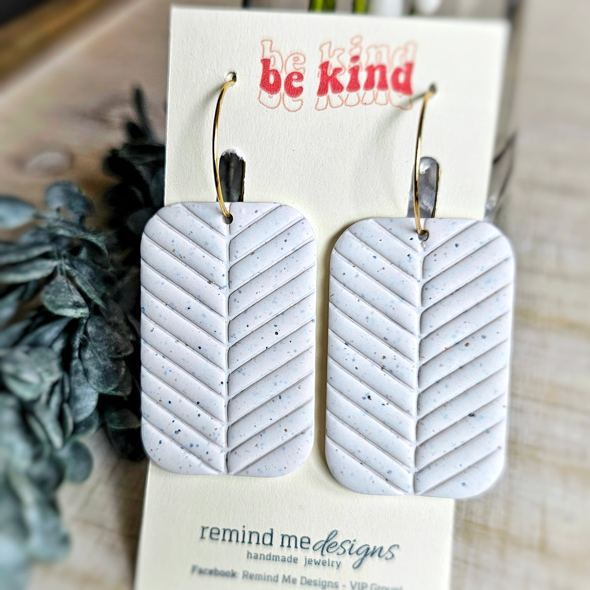 White Granite Clay Dangle Earrings