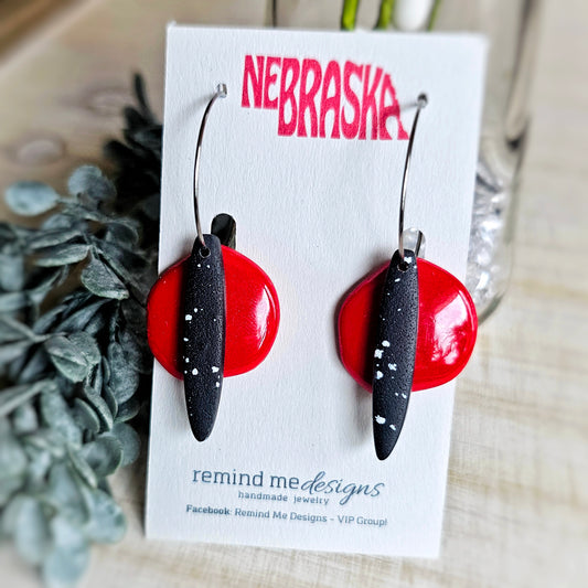 Red and Black Clay Dangle Earrings