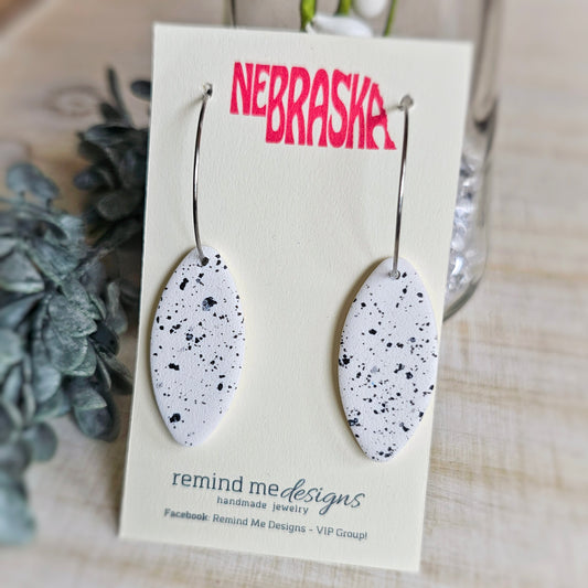 White and Black Clay Dangle Earrings