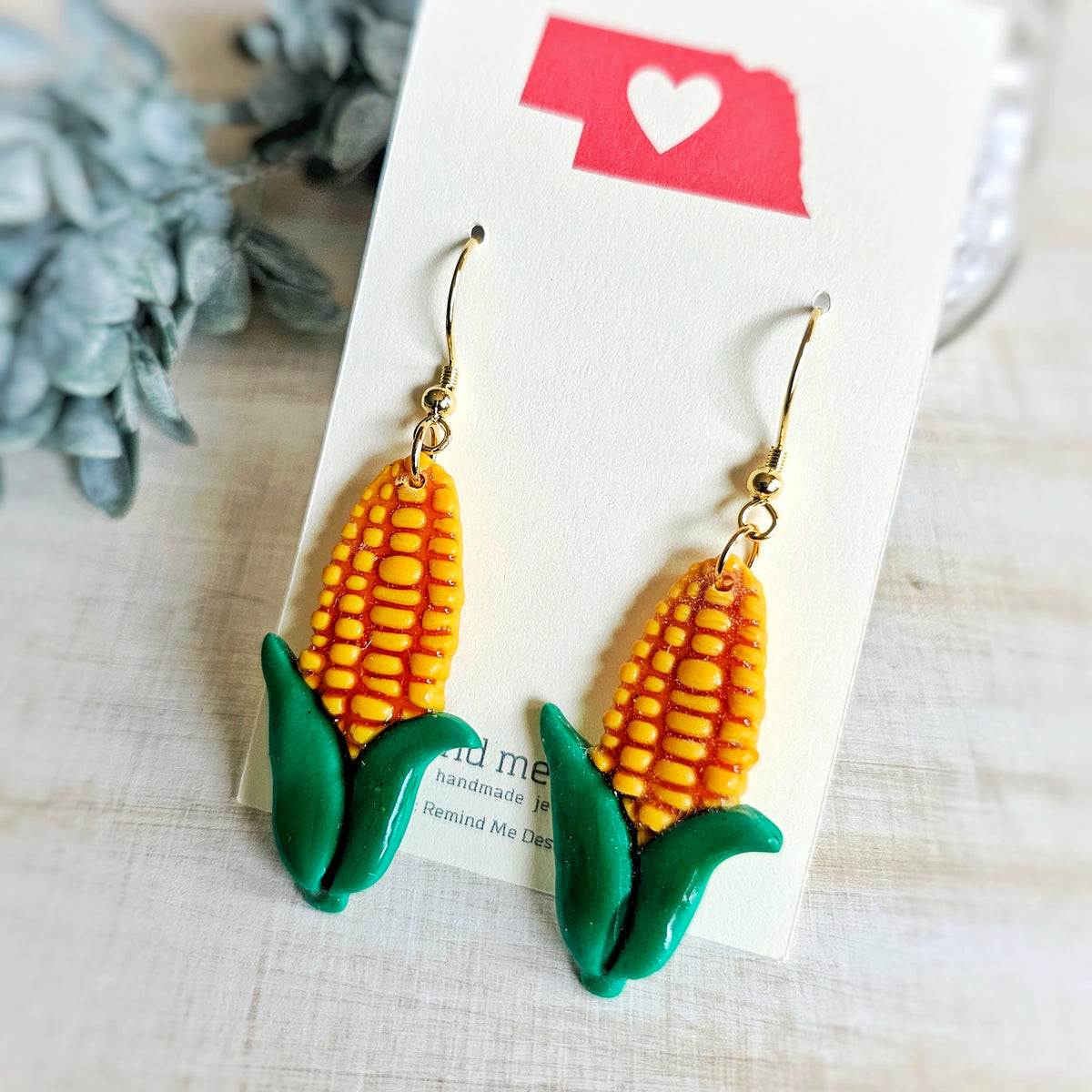 Nebraska Corn Clay Earrings