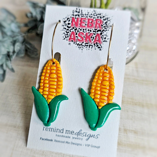 Nebraska Corn Clay Earrings