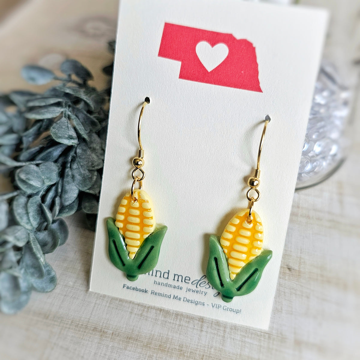 Nebraska Corn Clay Earrings
