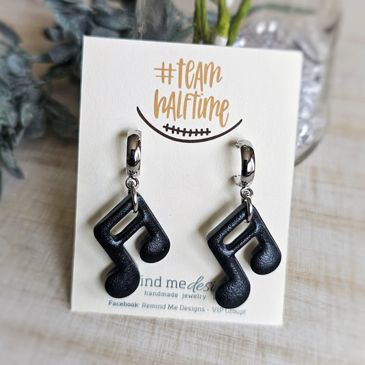 Black Music Note Clay Dangle Earrings