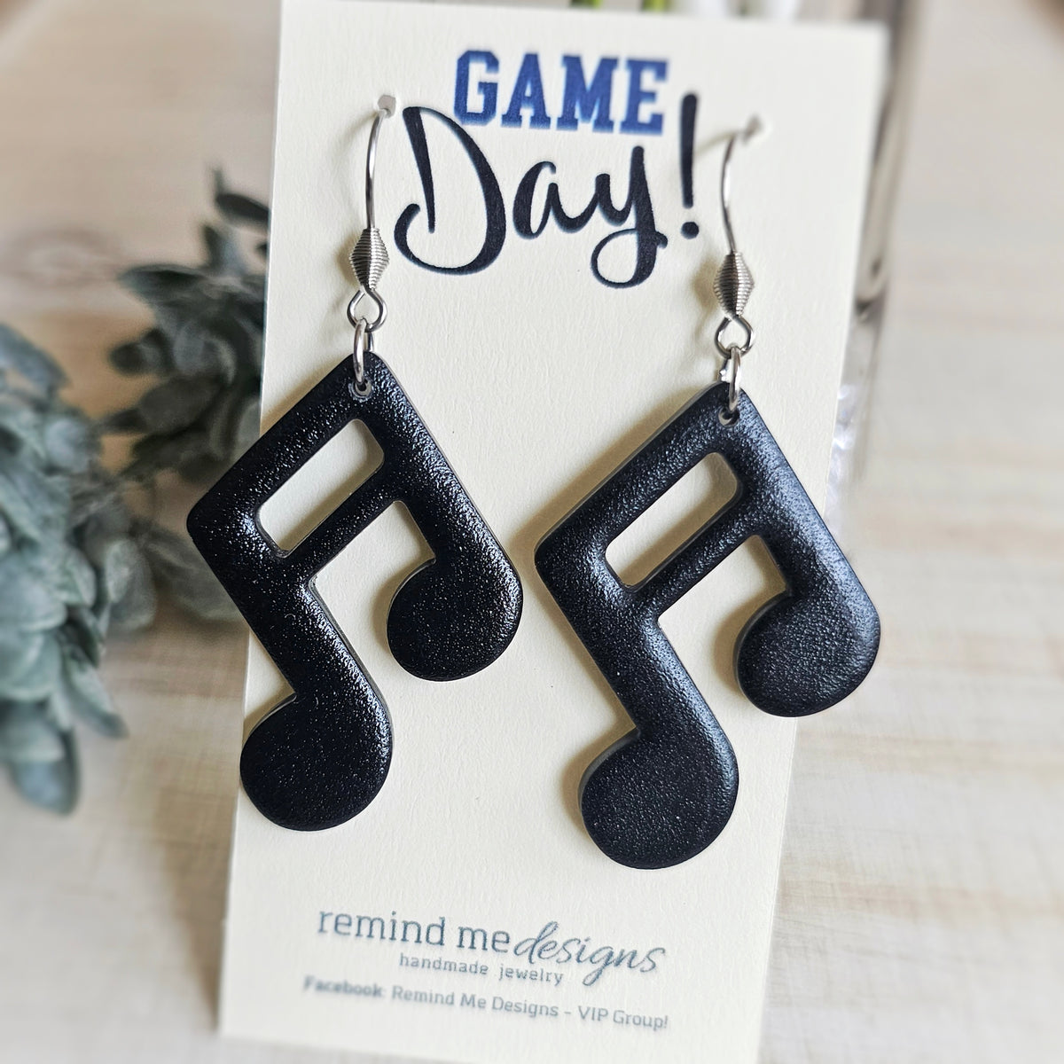 **MADE TO ORDER** Black Music Note Clay Dangle Earrings