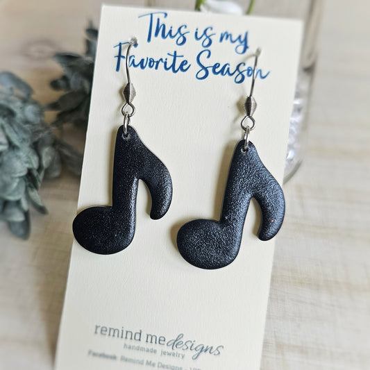 **MADE TO ORDER** Black Music Note Clay Dangle Earrings
