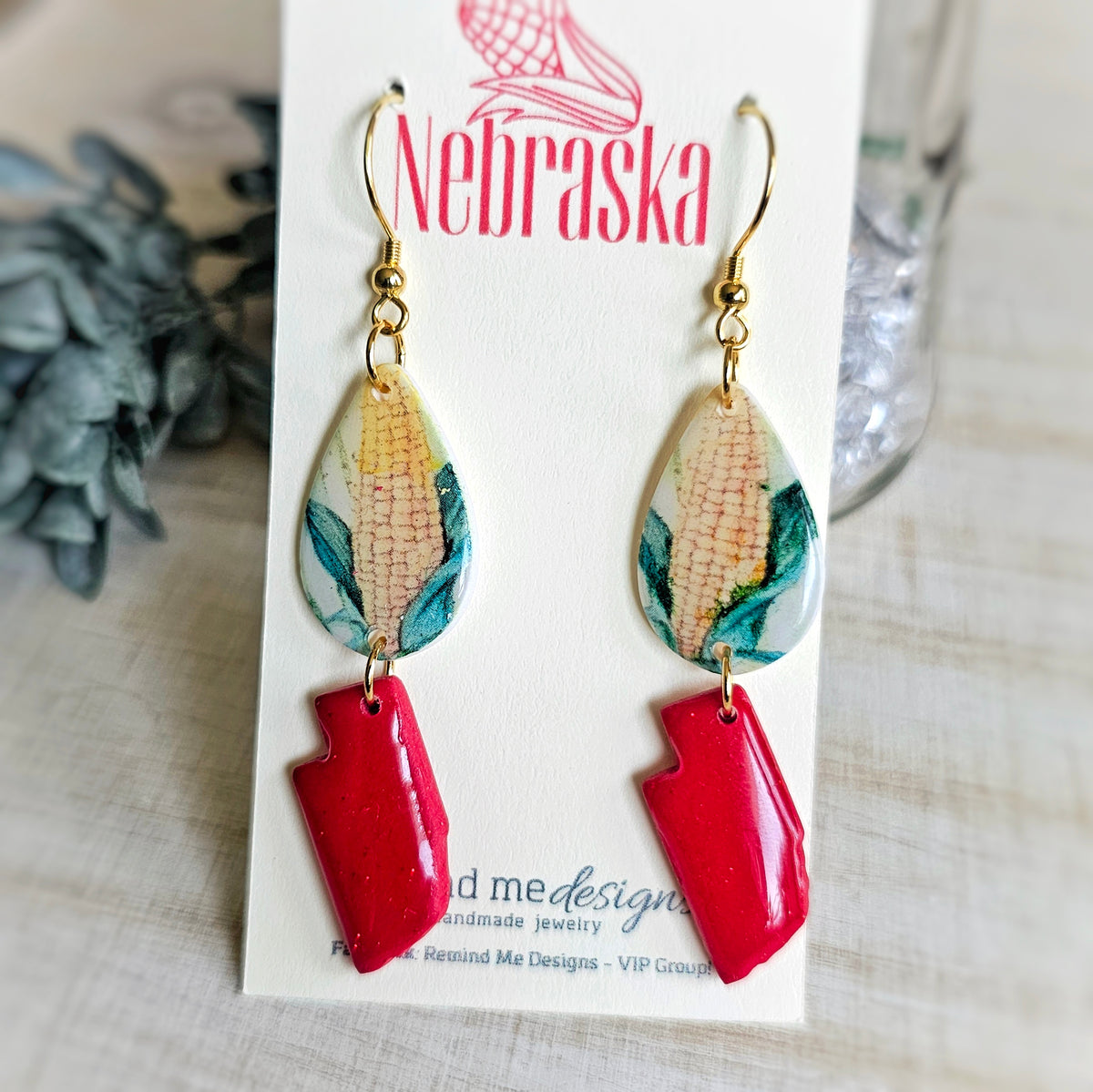 Nebraska Corn Clay Earrings
