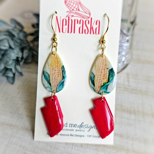 Nebraska Corn Clay Earrings