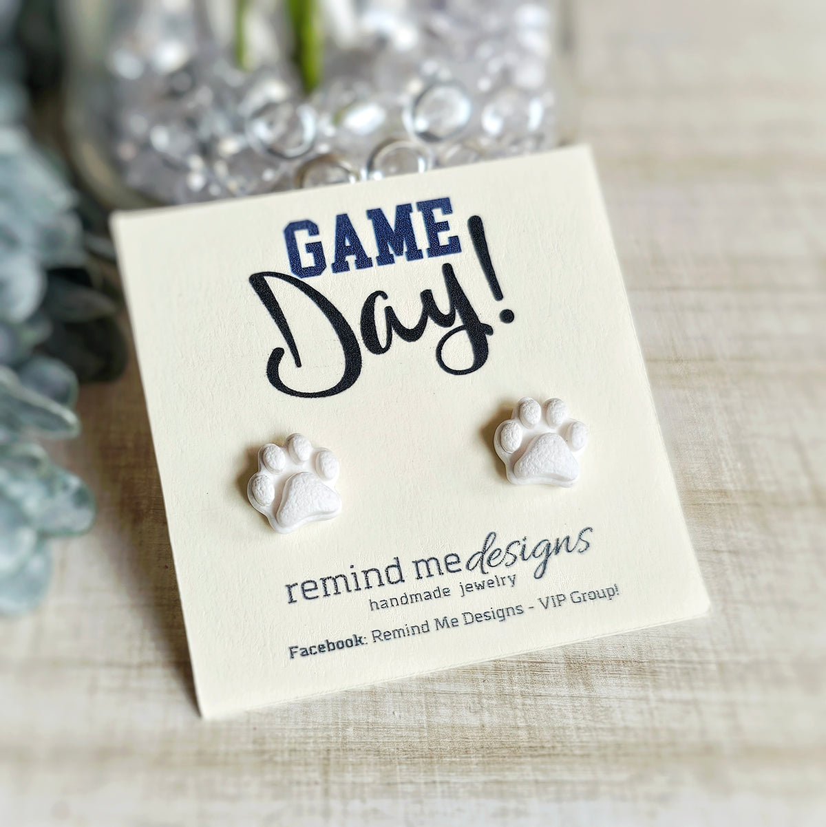 White Paw Clay Studs