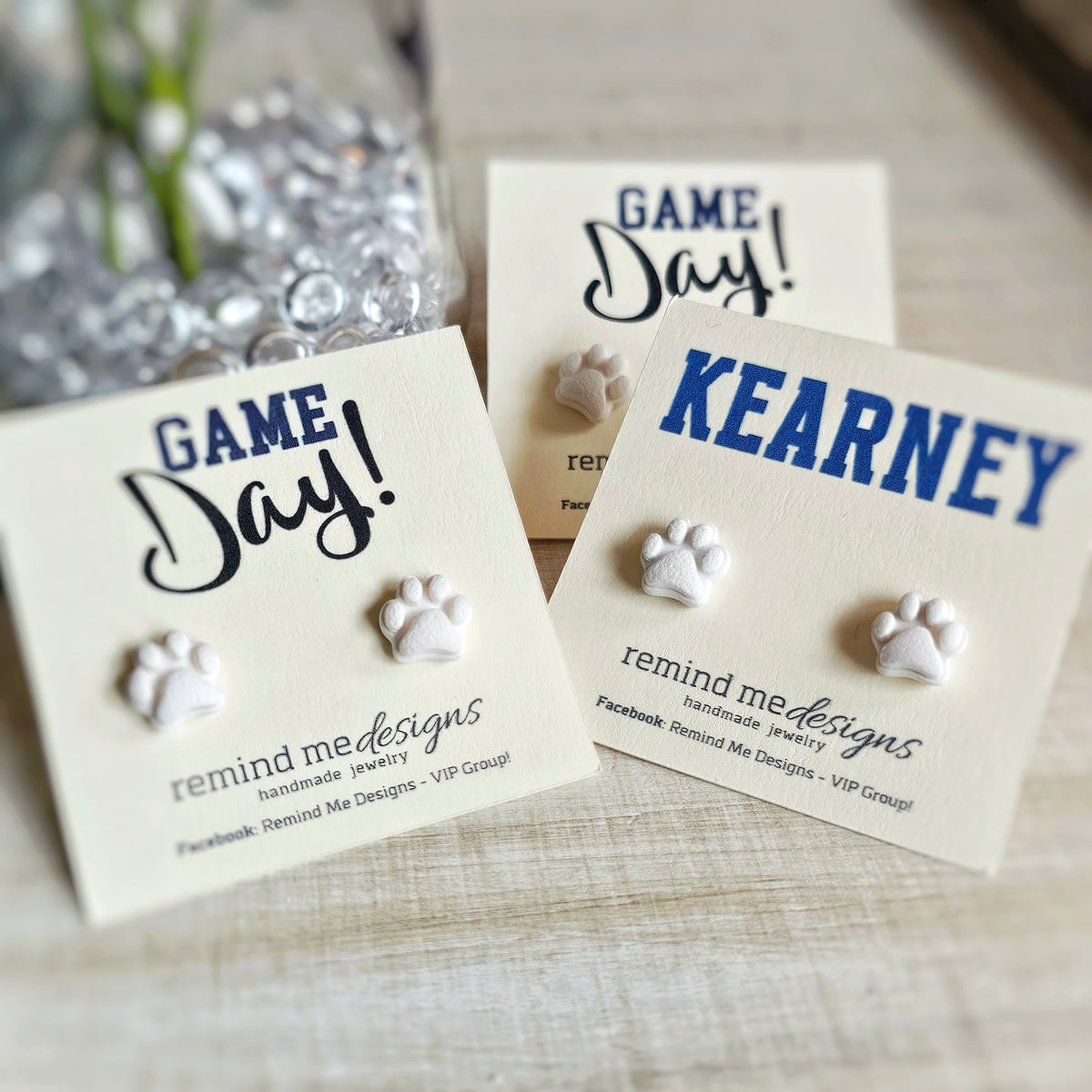 White Paw Clay Studs