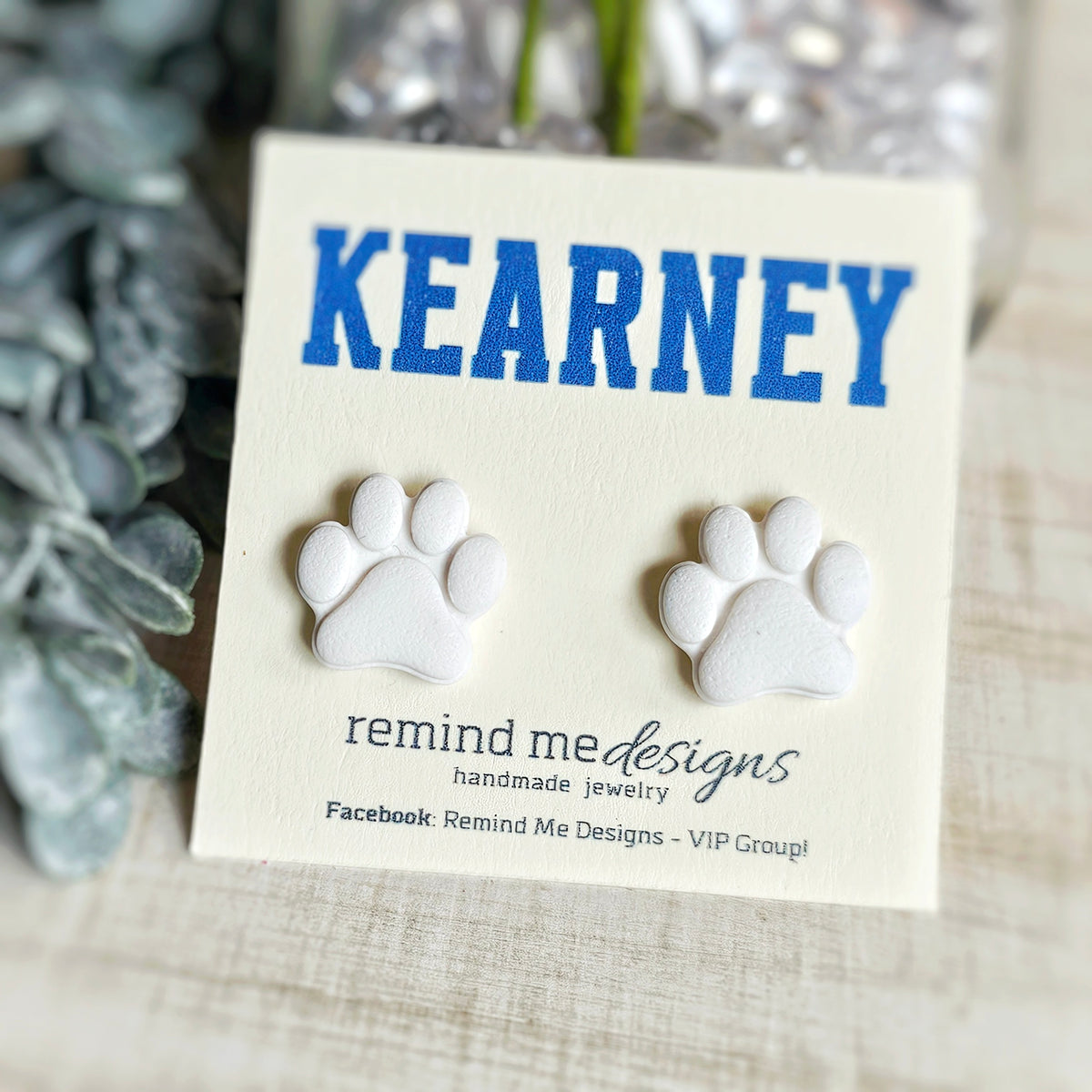 White Paw Clay Studs