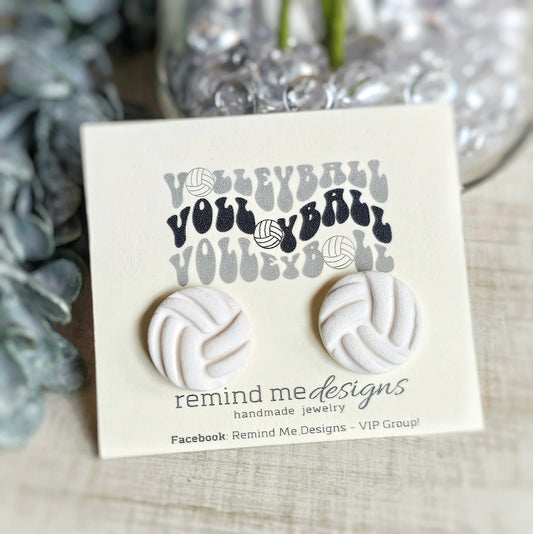 White Volleyball Clay Studs