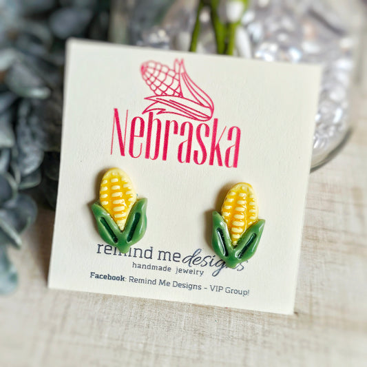 Nebraska Corn Clay Stud Earrings