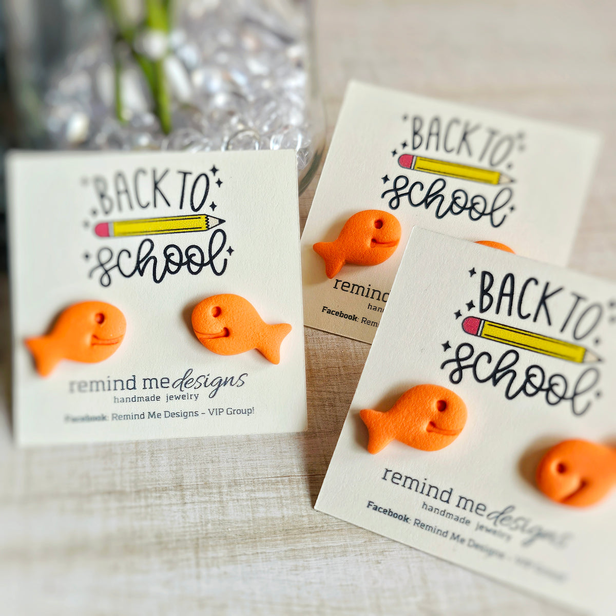 Bright Orange Goldfish Polymer Clay Studs