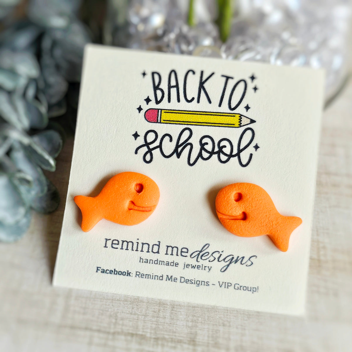 Bright Orange Goldfish Polymer Clay Studs
