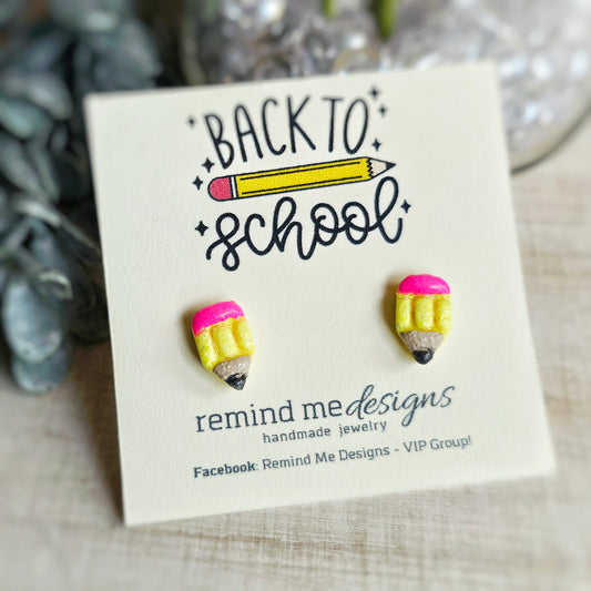 Yellow Glitter Pencil Clay Stud Earrings