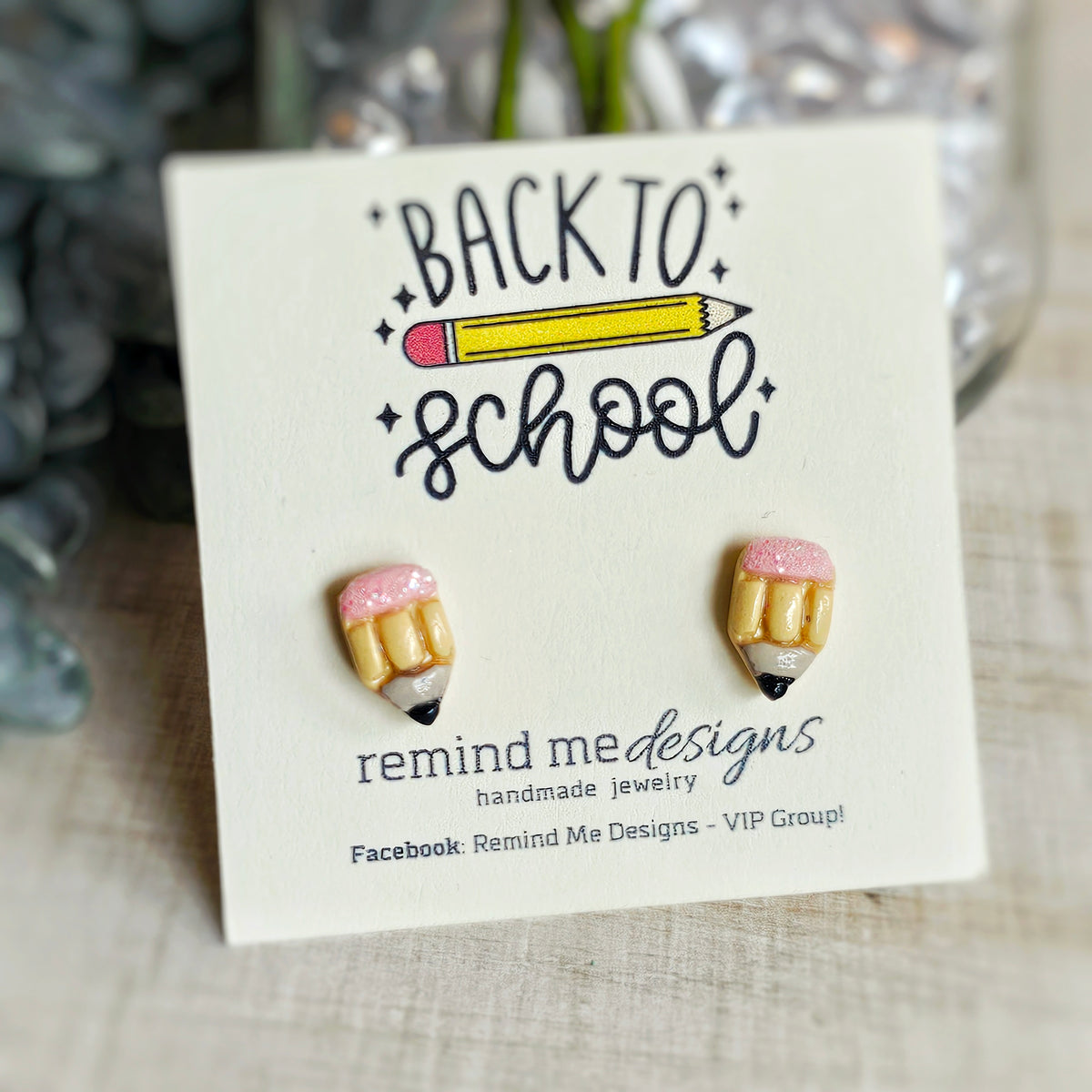Pale Yellow Glitter Pencil Clay Stud Earrings