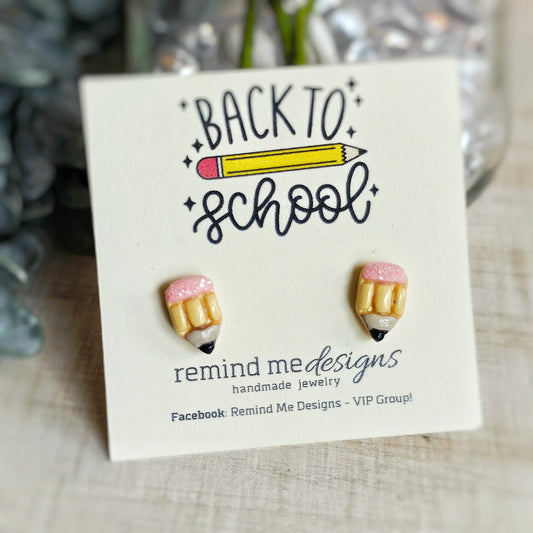 Pale Yellow Glitter Pencil Clay Stud Earrings