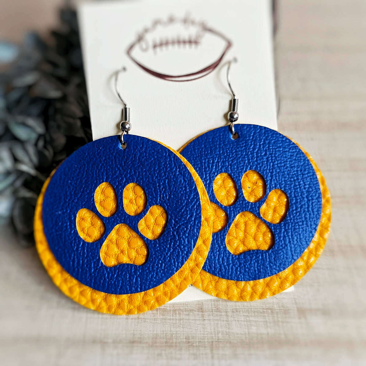 Faux Leather Paw Dangle Earrings