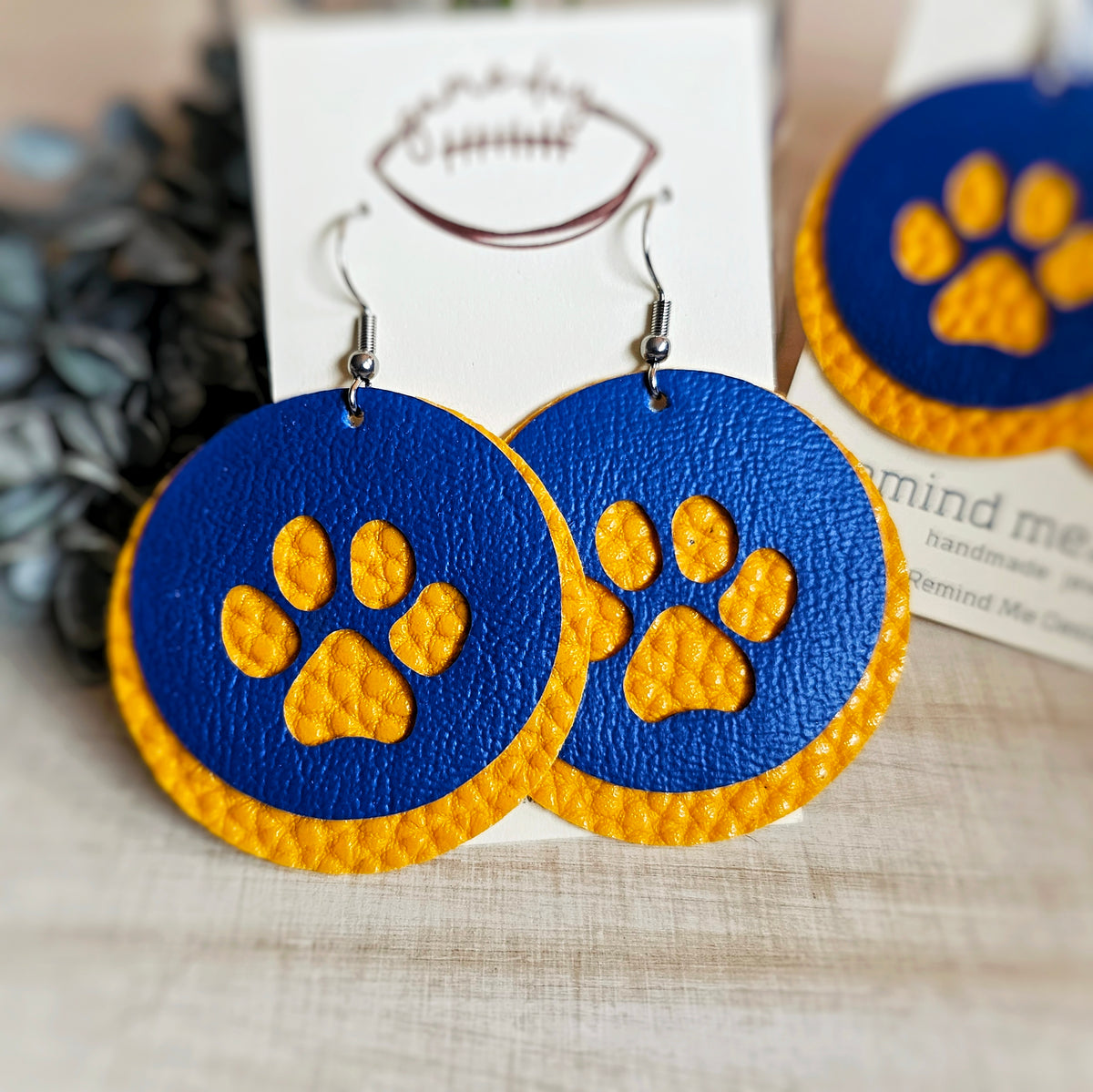 Faux Leather Paw Dangle Earrings
