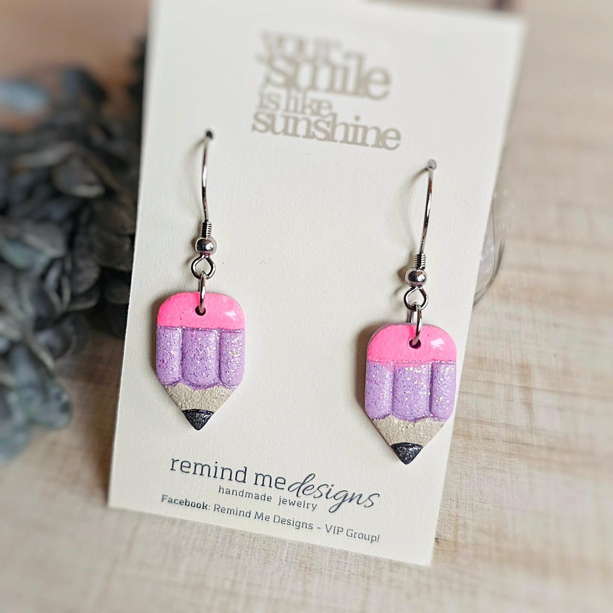 Glitter Pencil Clay Dangle Earrings