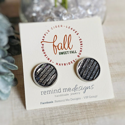 Gunmetal Silver Druzy Stud Earrings