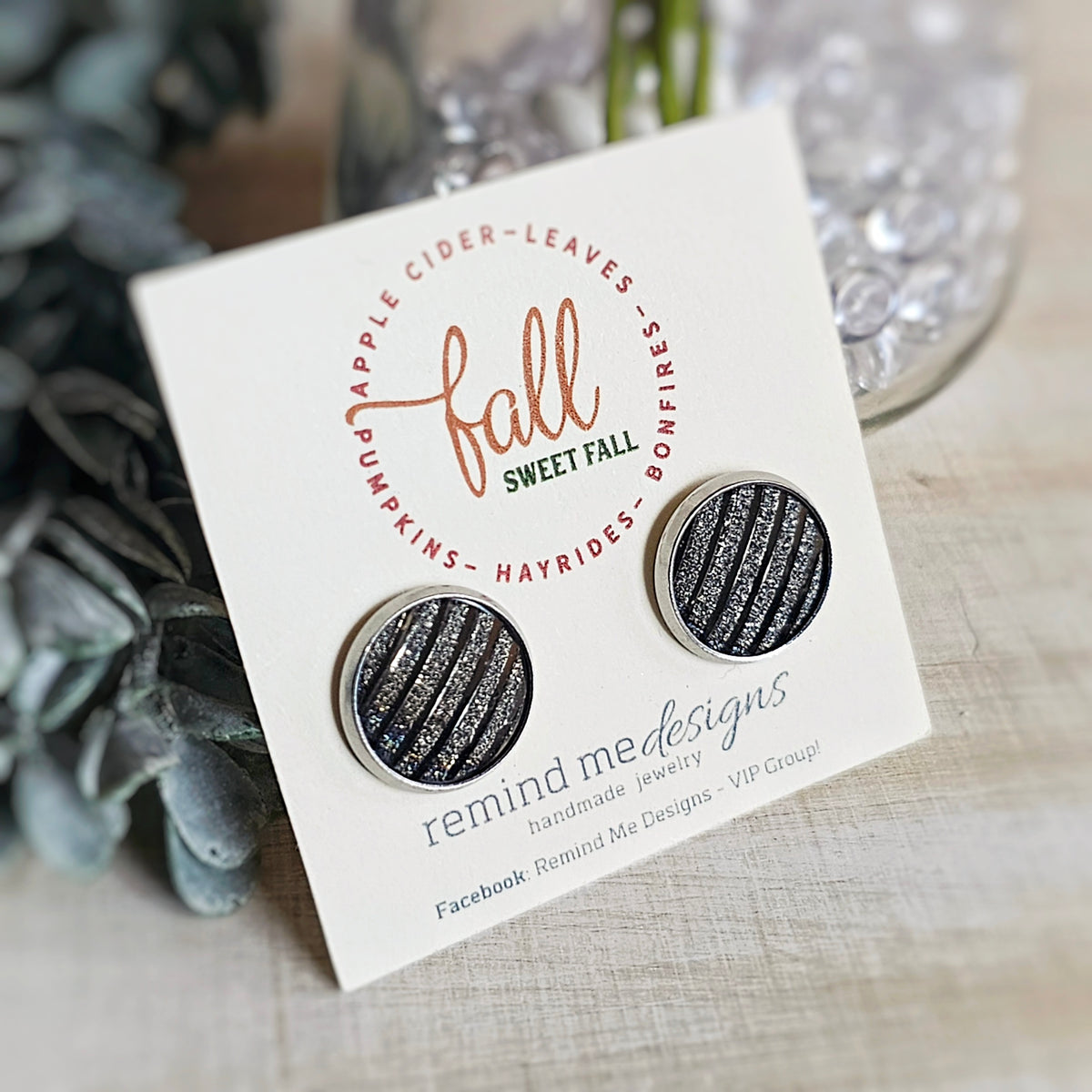 Gunmetal Silver Druzy Stud Earrings