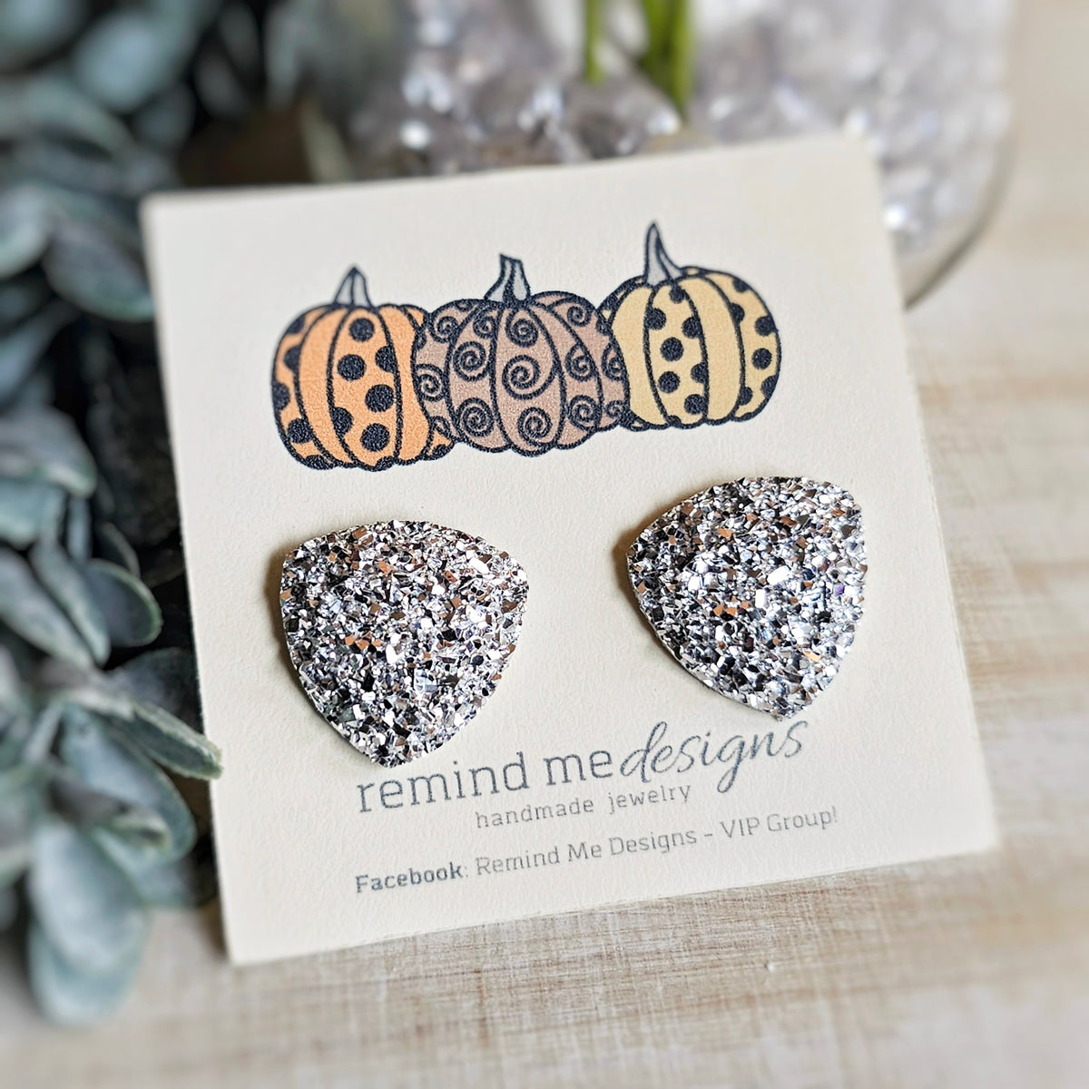 Silver Druzy Stud Earrings