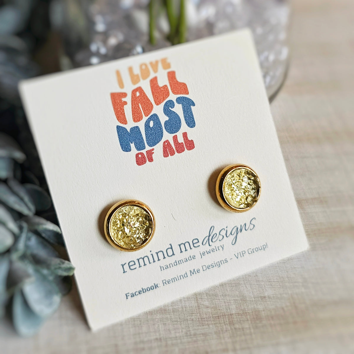 Champagne and Gold Druzy Stud Earrings