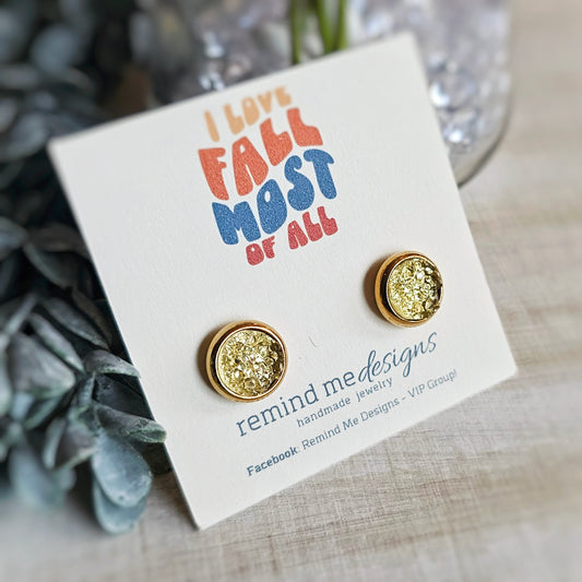 Champagne and Gold Druzy Stud Earrings