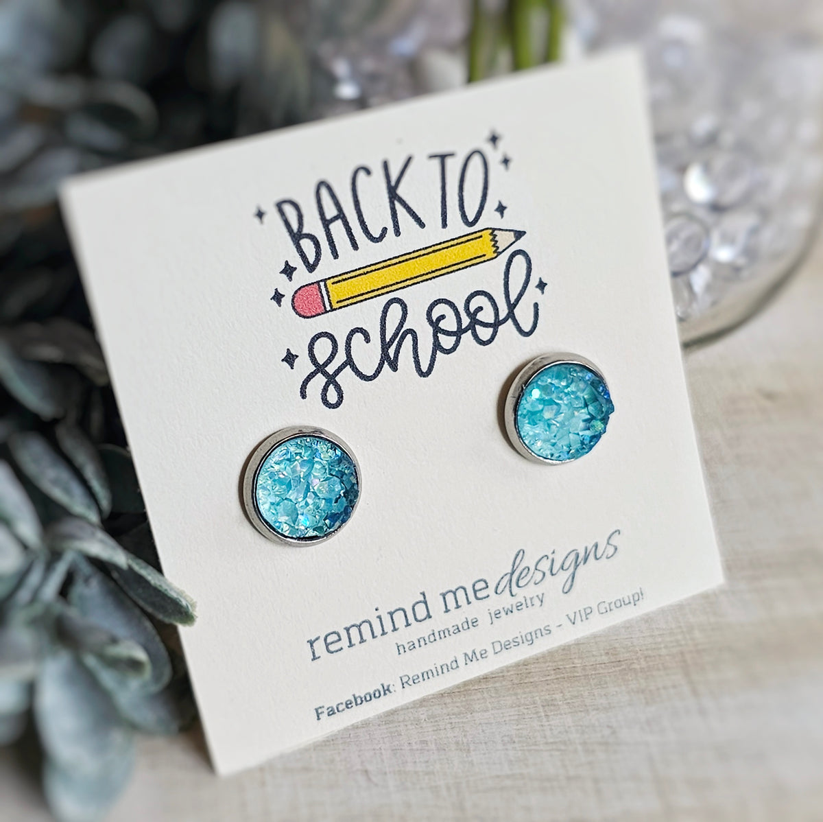 Turquoise Druzy Stud Earrings