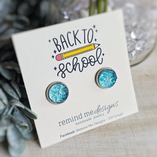 Turquoise Druzy Stud Earrings