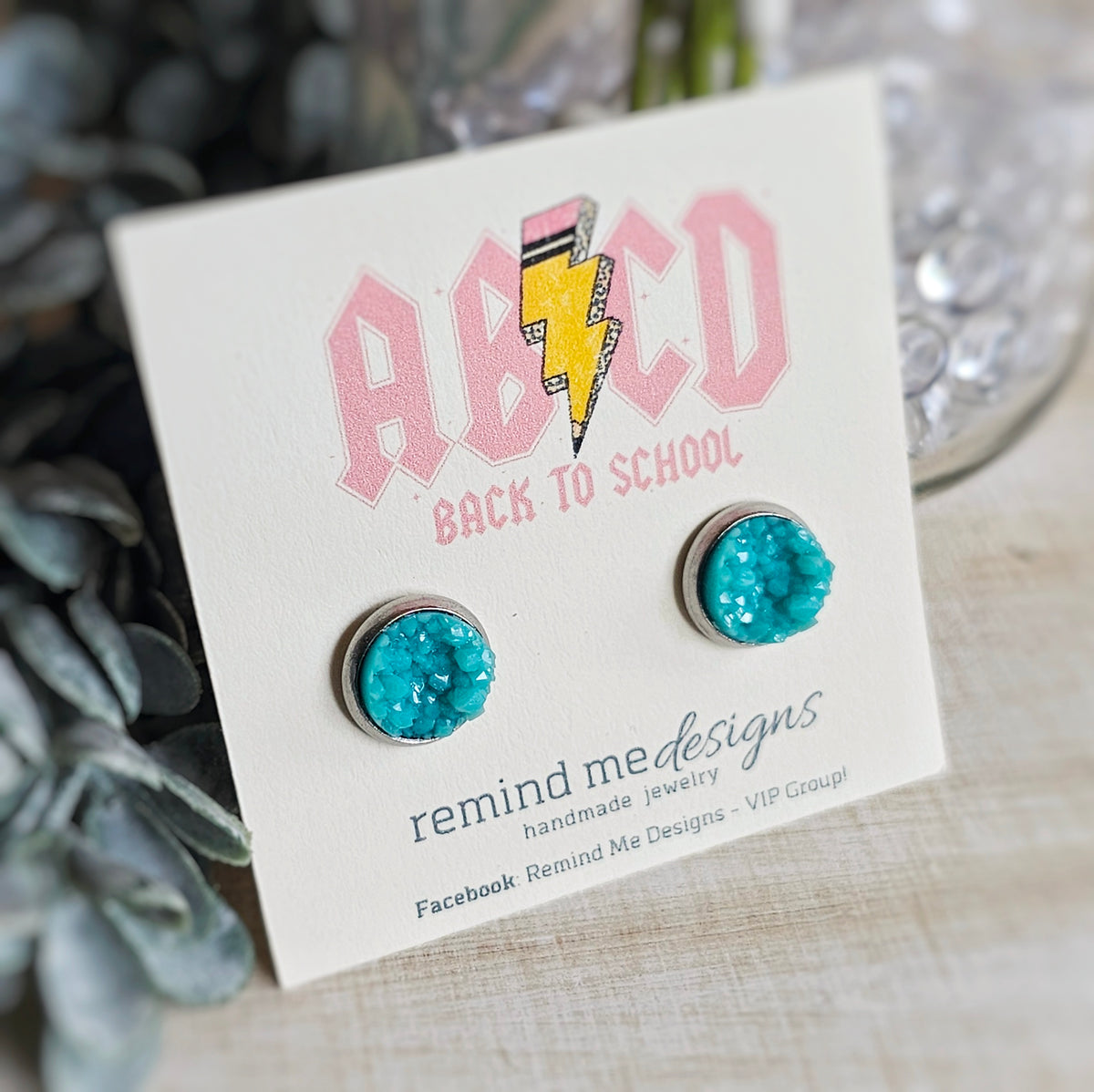 Turquoise Druzy Stud Earrings