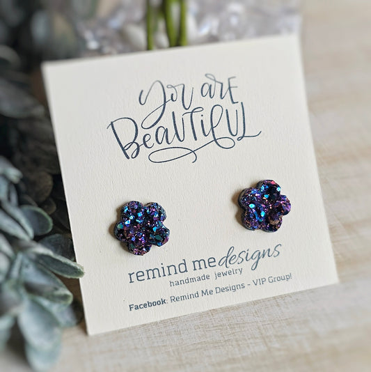 Druzy Flower Stud Earrings