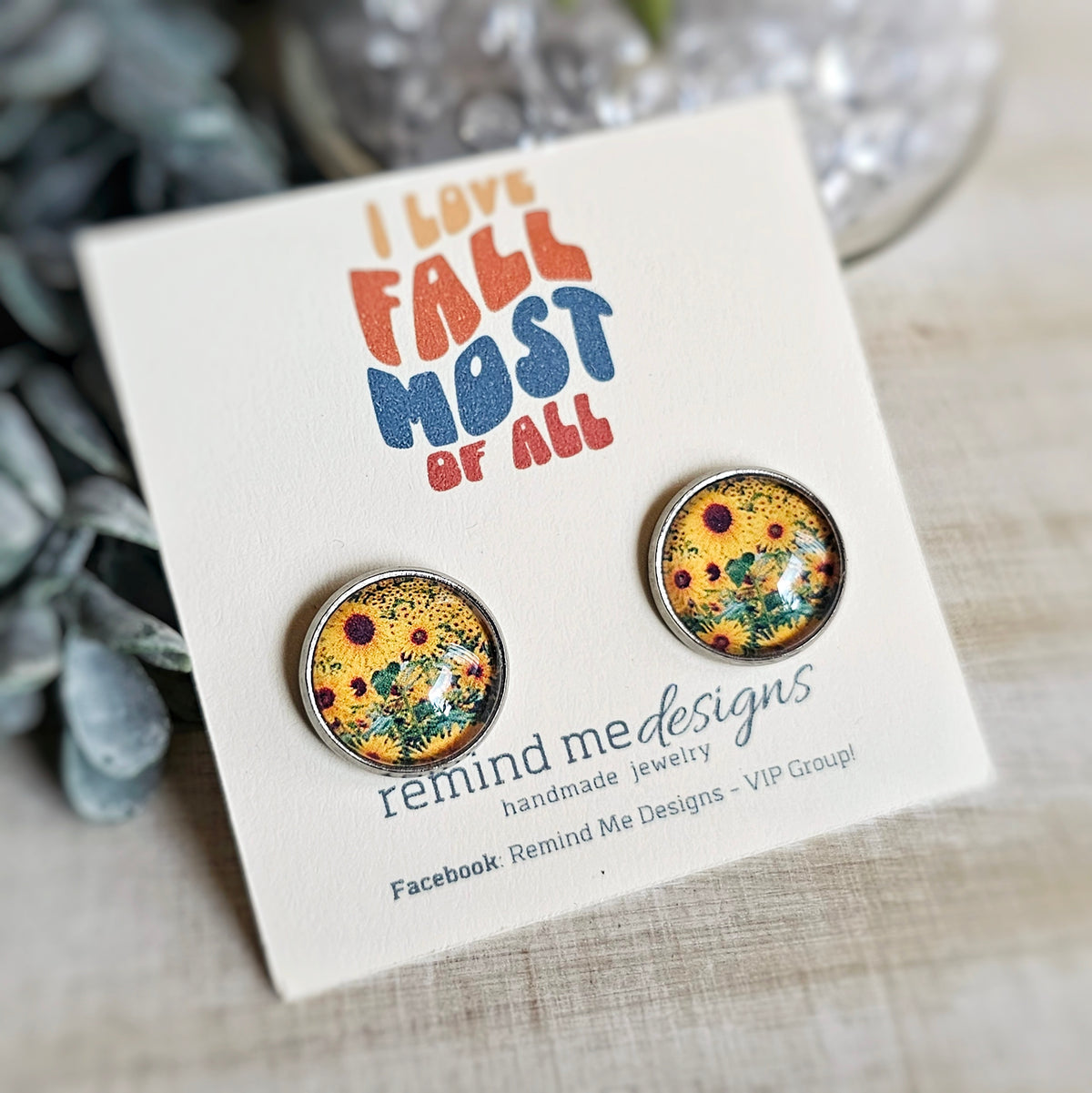 Yellow Sunflower Stud Earrings