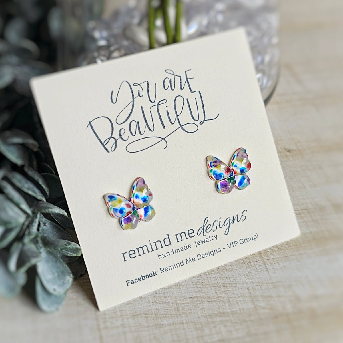 MultiColor Butterfly Resin Studs