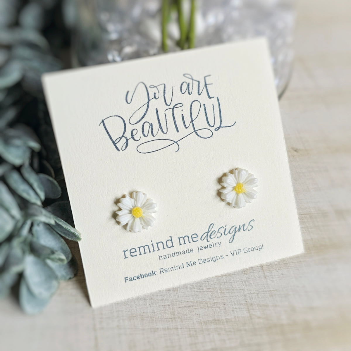 White Flower Stud Earrings