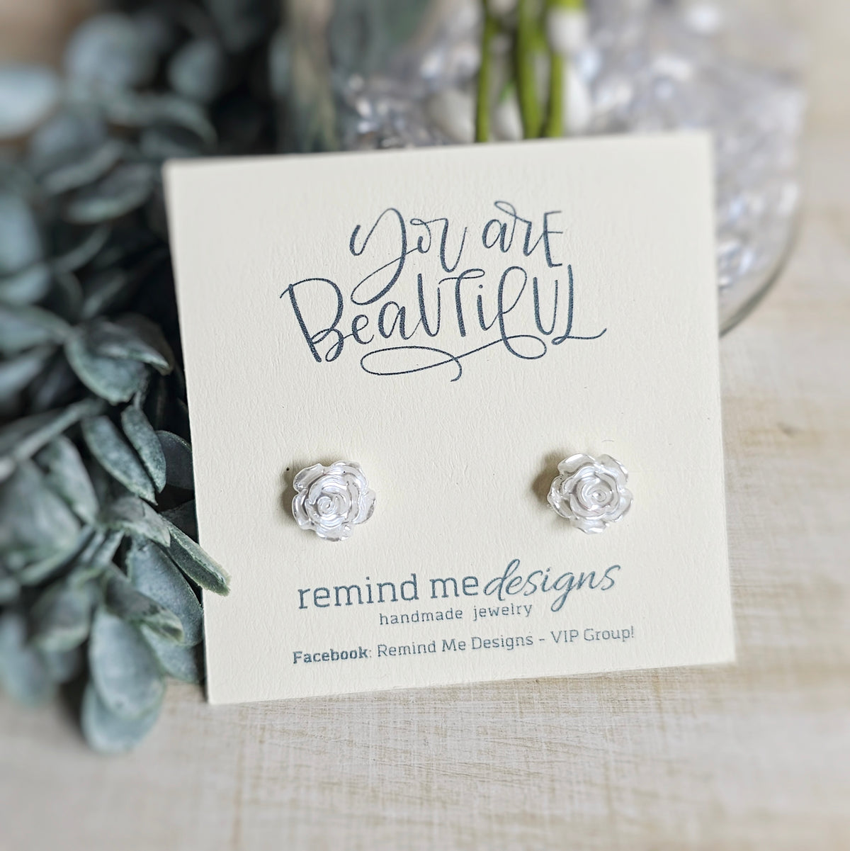 White Flower Stud Earrings