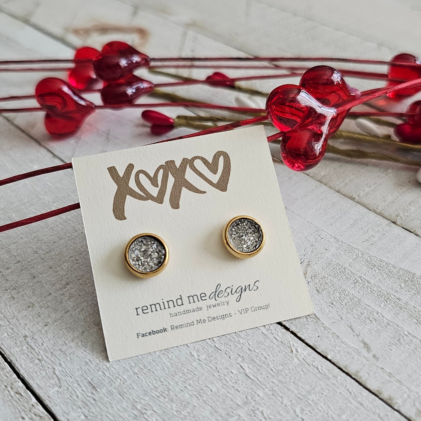 Smokey Gray Druzy Stud Earrings