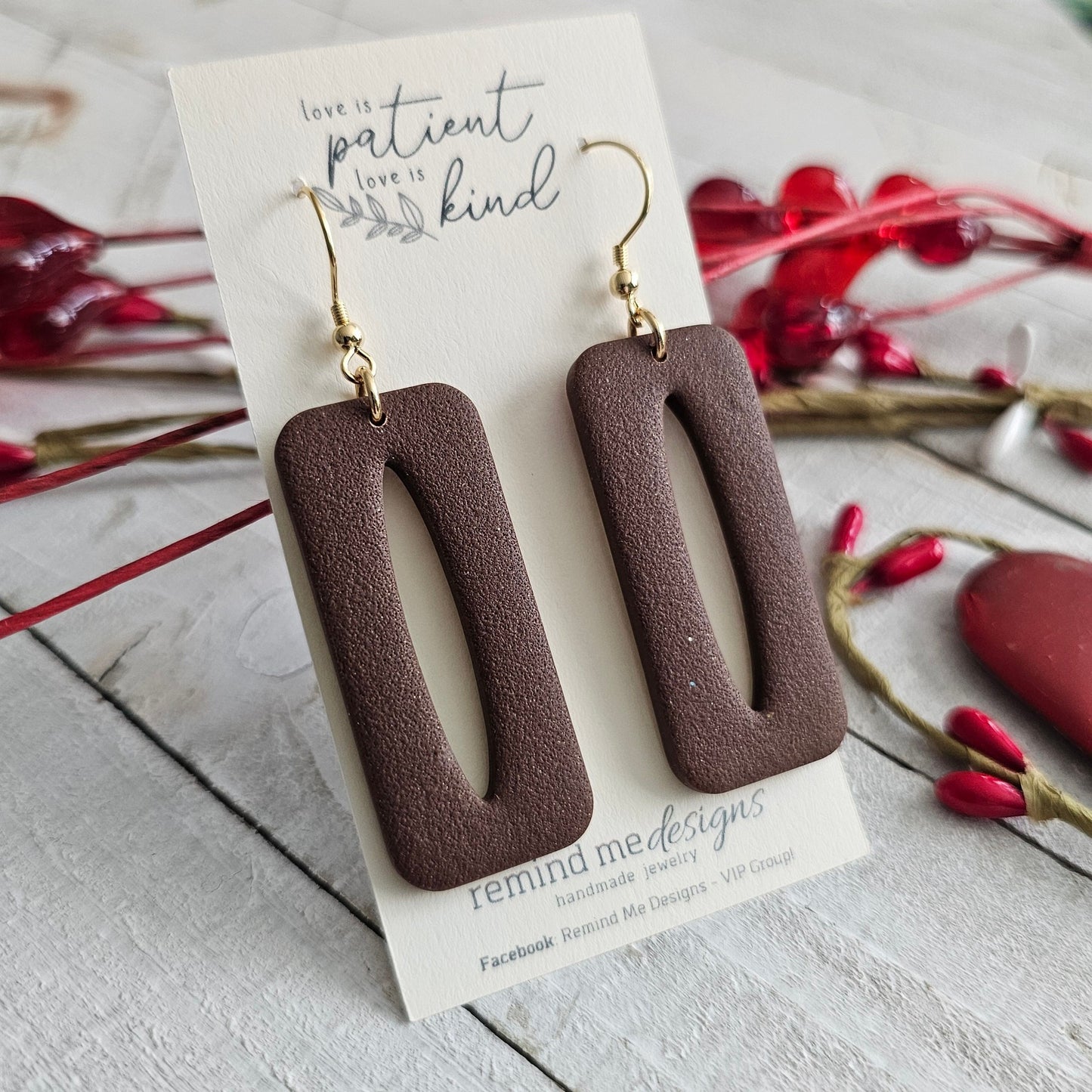 Brown Polymer Clay Dangle Earrings