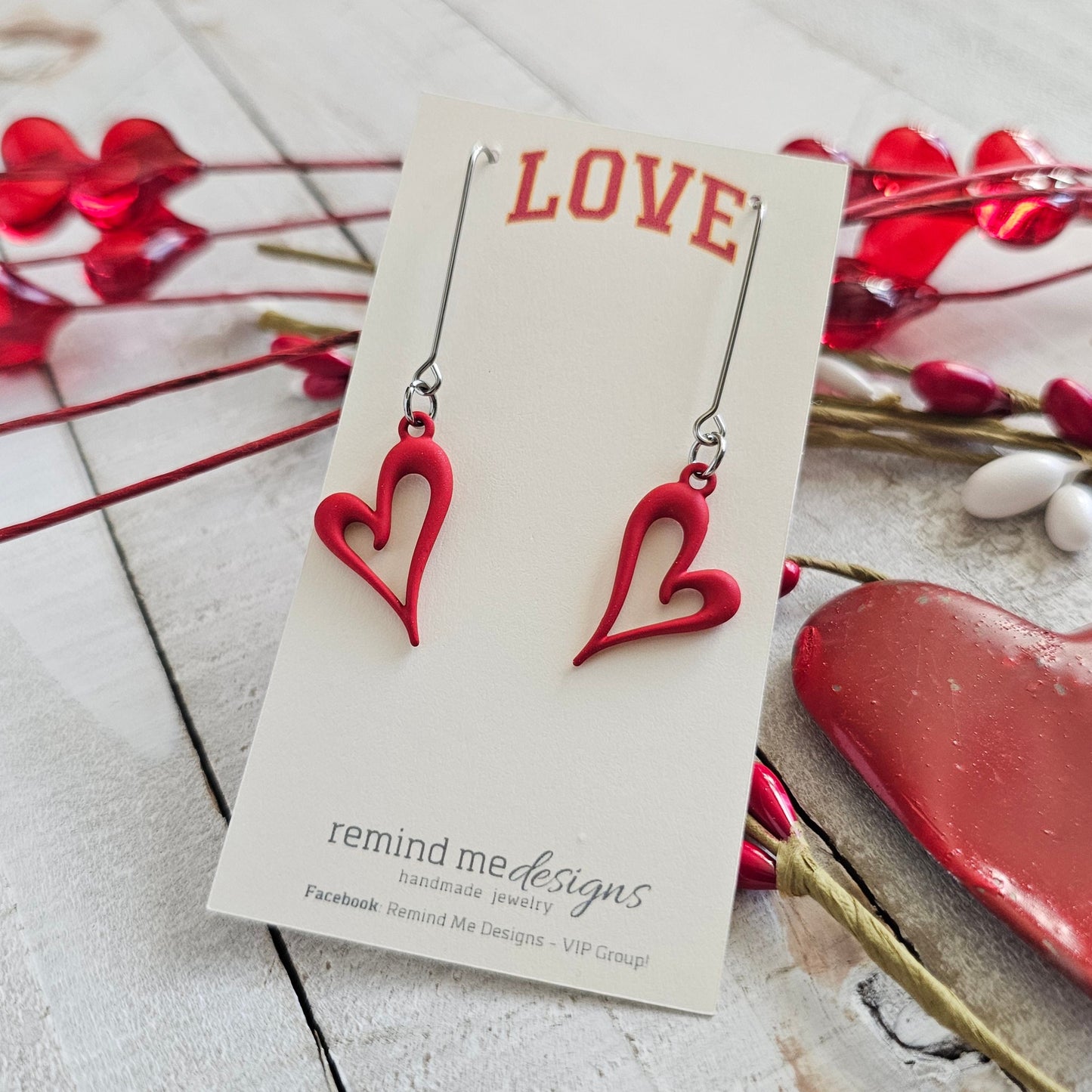 Red Heart Charm Dangle Earrings