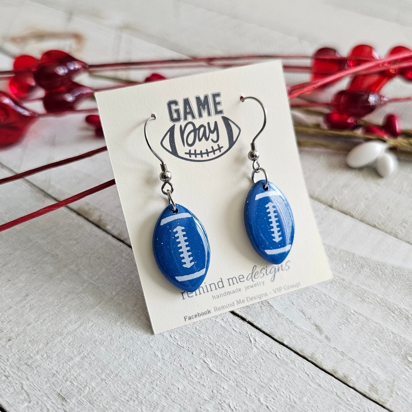 Football Polymer Clay Dangle Earrings