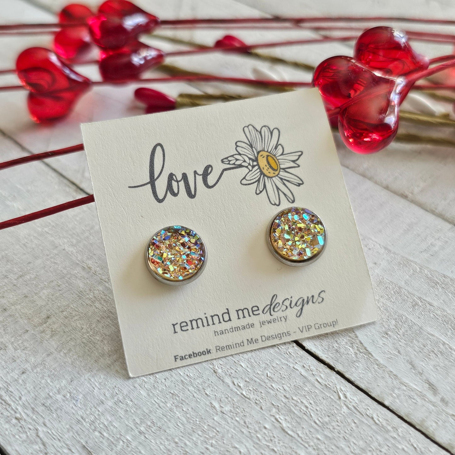 Yellow Iridescent Druzy Stud Earrings