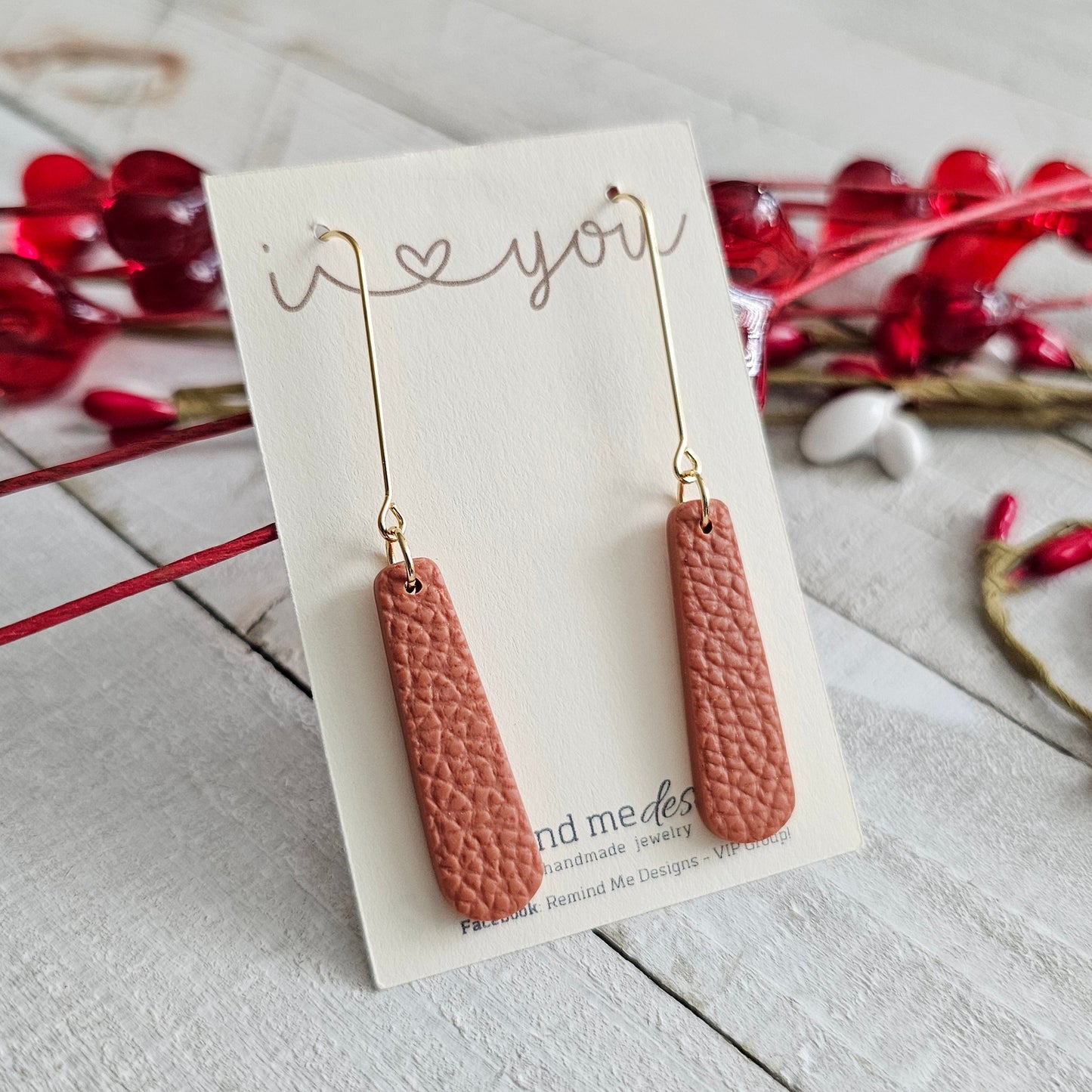 Burnt Orange Polymer Clay Dangle Earrings