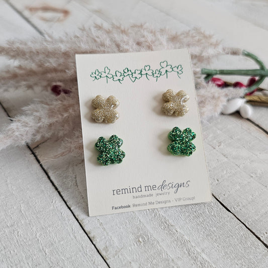 Shamrock Clay Stud Earrings