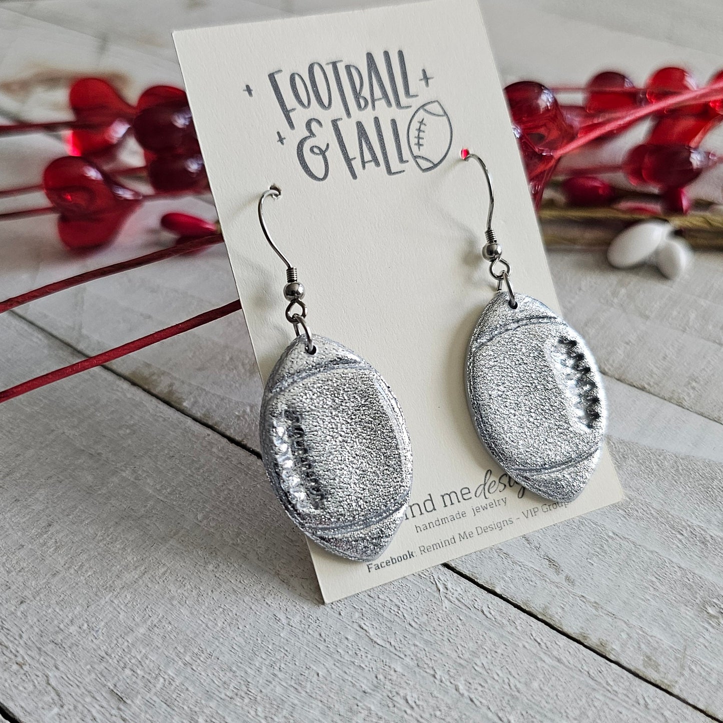 Football Polymer Clay Dangle Earrings