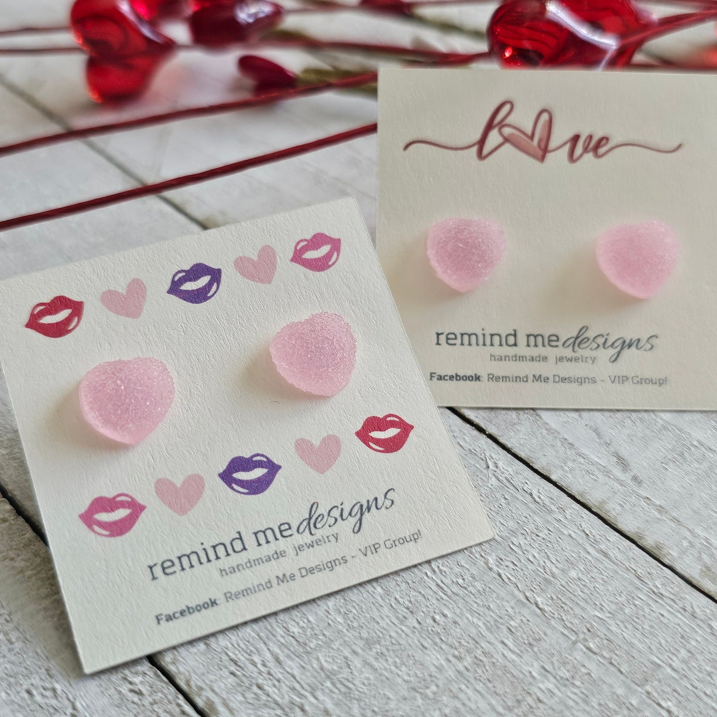 Light Pink Sugar Heart Stud Earrings