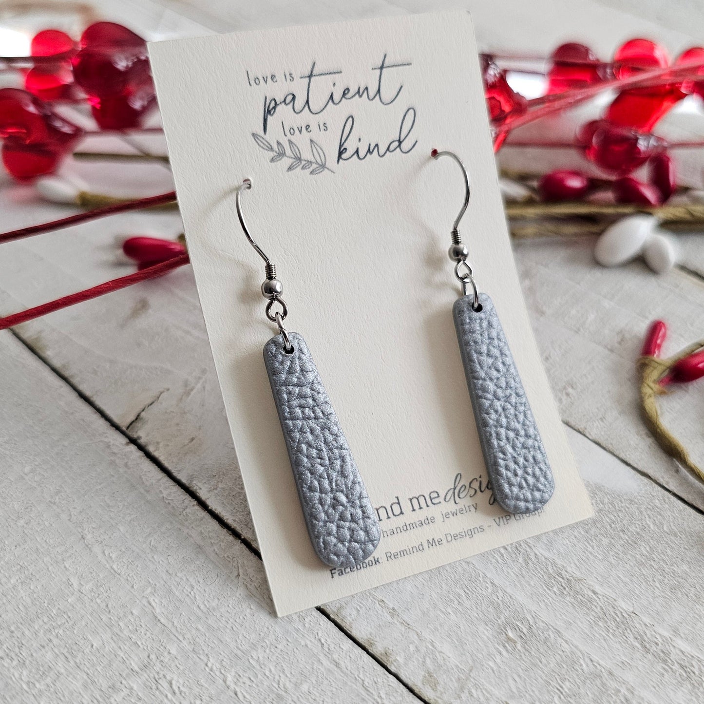 Silver Polymer Clay Dangle Earrings