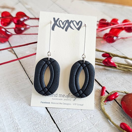 Black Polymer Clay Dangle Earrings