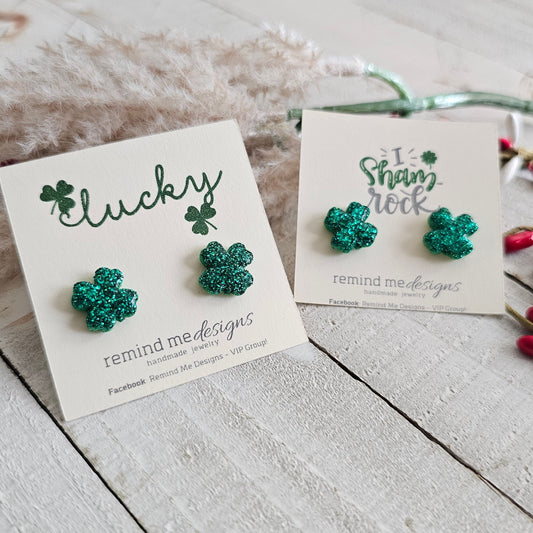 Shamrock Clay Stud Earrings